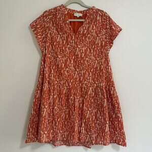 Pinch Tiered Mini Dress - Size L - Short Sleeve 100% Cotton Summer Dress Pockets